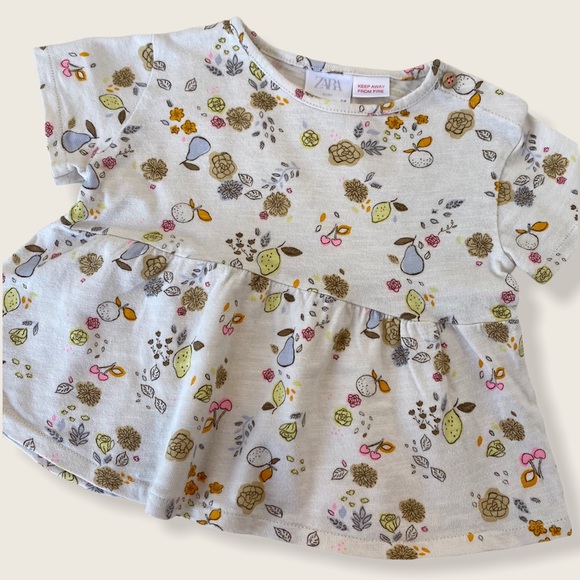 Zara Baby 6-9M Fruit & Flower Short-Sleeve Tee - Picture 5 of 7